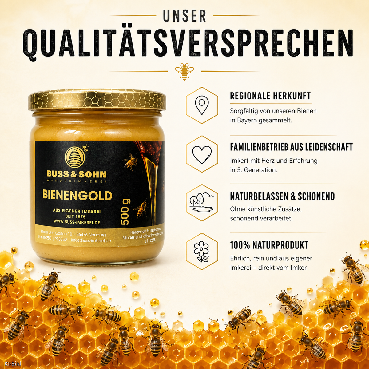 Bienenproduktmischung_Rohhonig_Gelee Royal_Blütenpollen_Hercules Honig_Manuka_Honig