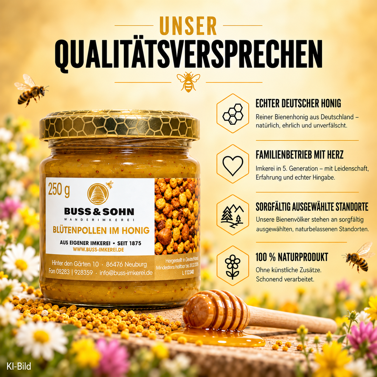 Blütenpollen im Honig
