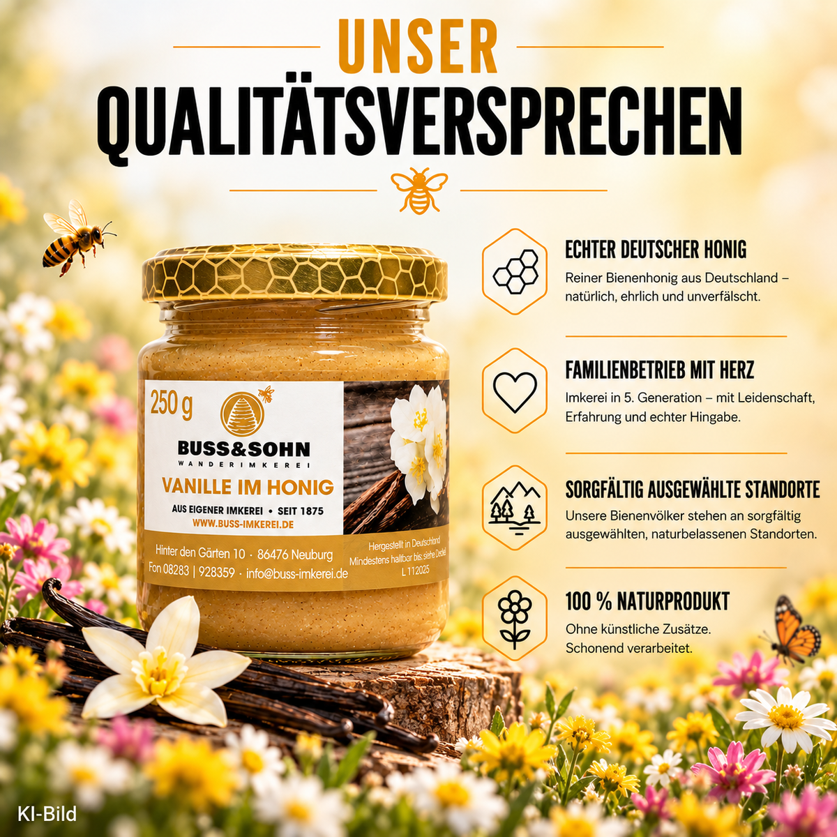 Bourbon-Vanille im Honig 250g
